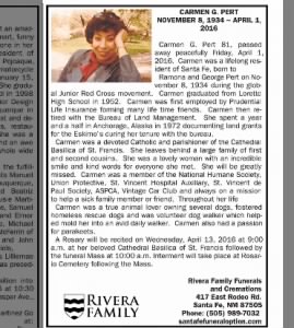 Carmen Pert Obituary