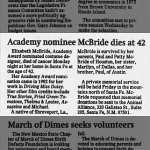 Obituary for Elizabeth McBride